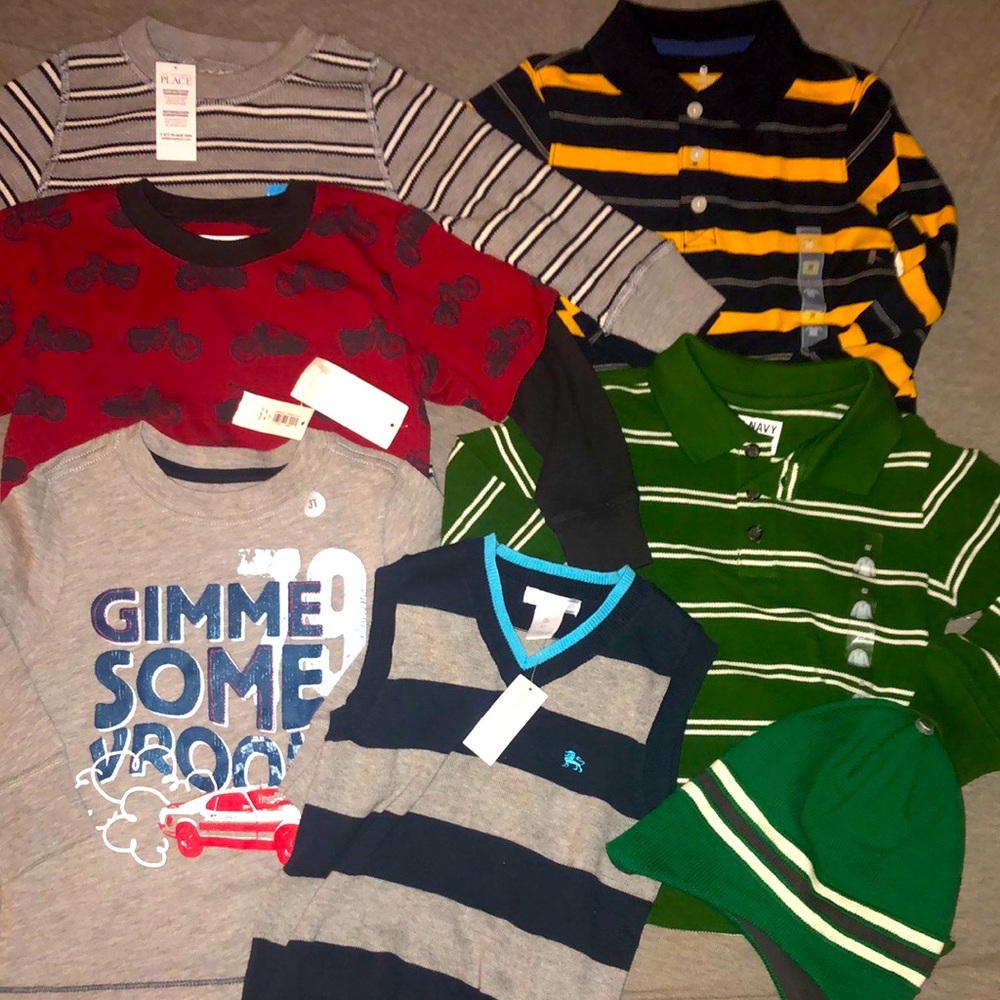 Old Navy Boy’s Size 3T 7 Pc Long Sleeve Tee Shirt Clothing Lot All New With Tags